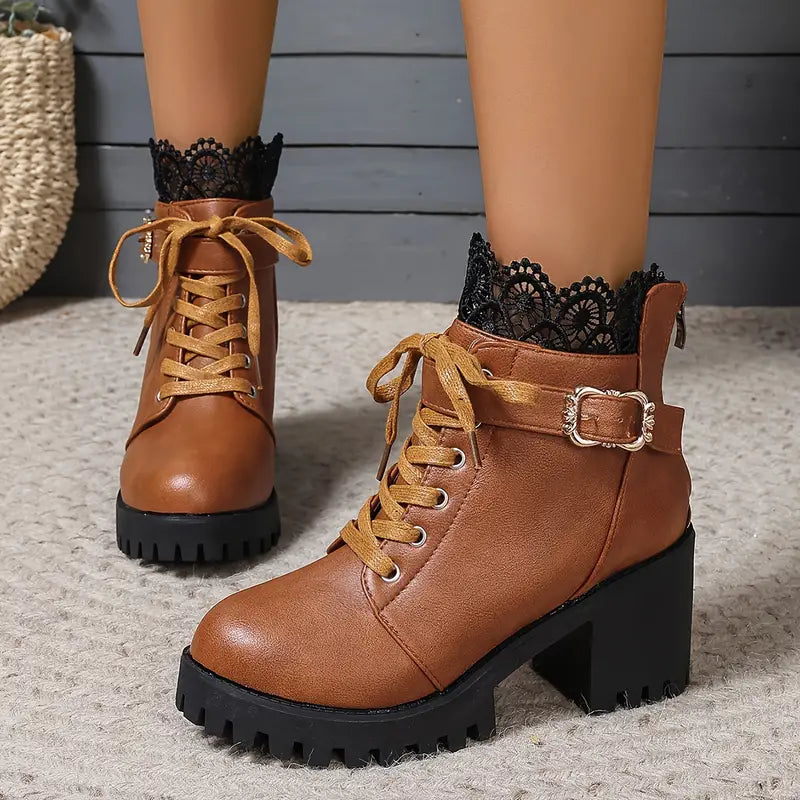 Chunky Lace-Up Ankle Boots